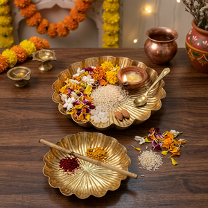 Assiette décorative en métal en forme de fleur, faite à la main, polie, design oriental, vaisselle et assiettes de mariage - Product Image 5