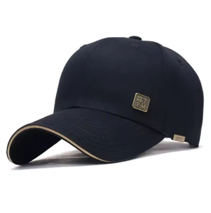 Casquette de baseball 6 panneaux en tissu éponge, style urbain et sportif, avec logo personnalisé imprimé en relief – Noire, réglable, pour l'extérieur - Product Image 5