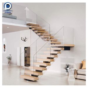 Escalera de cristal con marco blanco de estilo nórdico Prima, escalera que ahorra espacio para casa pequeña, escalera de cristal exquisita para pasillo - Product Image 1