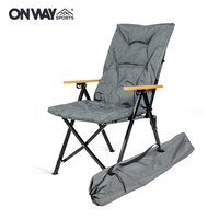 Chaise longue de camping pliable portable en métal grande taille surdimensionnée avec sac pour la plage et la pêche