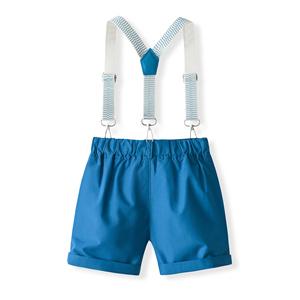 Catpapa Vente en gros Ensemble 3 pièces pour garçons : <span class=keywords><strong>Chemise</strong></span> à rayures verticales, Nœud papillon et Short à bretelles ondulées – Tenue de cérémonie - Product Image 6