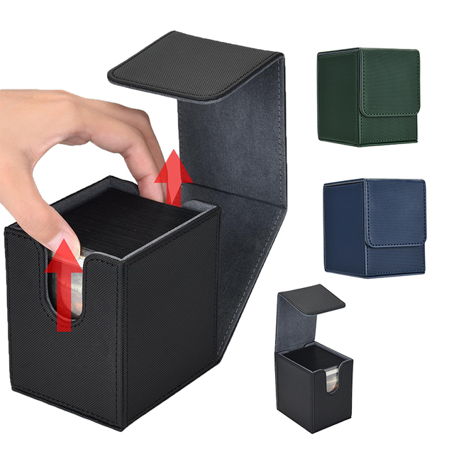 Custom Logo PU Leather Trading Card Deck Box Double-Sleeved Storage Case Fits 100+ Cards