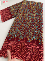 3819 Tissu Dentelle Suisse de 5 Yards, Lourd Perlé, Broderie Lafaya, Tissus Coton Africains, Dentelle Voile Suisse, Style Populaire de Dubaï
