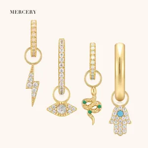 14K 18K Gold Plated Vermeil Jewelry Custom Detachable DIY Snake Accessory Statement Stackable OEM ODM 925 Silver Earring Charm