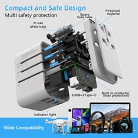 Adaptateur de voyage universel multi-prises GaN III 65W 2 ports USB 3 ports USB-C PD Charge rapide Chargeur mural universel