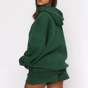 Custom Fleece Oversized Two Piece Hoodie Shorts Sets Mujeres Hoodie Set - Product Image 2