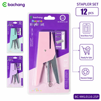 Ensemble d'agrafeuses Macaron Bachang BC-MKL0116-2SP, 12 pièces/boîte avec 1000 agrafes n°10, 3 couleurs, OEM ODM, directement de l'usine