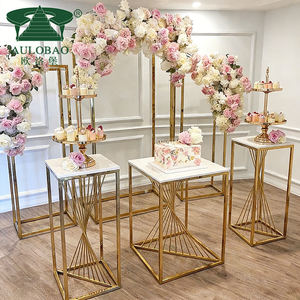 Silver Stainless Steel Modern Square Wedding Cake <b>Stand</b> <b>Plinth</b> Set for Living Room Home Furniture - Product Image 3