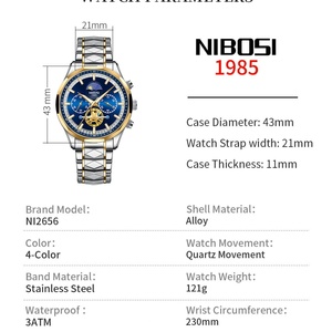 NIBOSI 2024 Luxury Watch for Man Quartz Sport Men Watch Waterproof Luminous Stainless Steel Chronograph Mens Watches <b>Clock</b> Reloj - Product Image 3