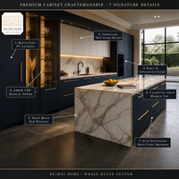 Meubles de cuisine sur mesure pour toute la maison, design moderne à dalles plates, modulaire, fabrication OEM directe d'usine, charnières à fermeture douce, panneaux écologiques