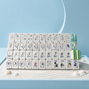 Juego de Mahjong Americano Acrílico Portátil Moderno con Temática de Coral y Océano, Patas Plegables, para 4 Jugadores, Envío Rápido - Product Image 1