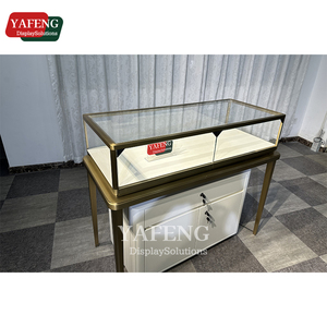 Tùy chỉnh hiện đại thép không gỉ trang sức <span class=keywords><strong>Showcase</strong></span> Tempered Glass tủ trưng bày cho các cửa hàng bán lẻ LED Marble MDF kim loại - Product Image 3