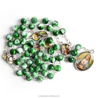 Collier chapelet multicolore plaqué argent avec pendentif autocollant Madonna religieux Collier chapelet de prière catholique