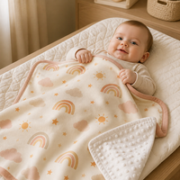 Couverture bébé en peluche double face personnalisée Hongbo avec dos à pois, impression OEM ODM pour les couvertures de chambre d'enfant