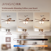 Ventilateur de plafond LED intelligent à profil bas de 42 pouces, 30W, tricolore, à intensité variable, avec tige de suspension réglable pour chambre et salon