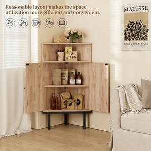 Meuble d'angle 4 niveaux en rotin et MDF naturel, style bohème, gain de place, pour salon, maison, appartement, hôtel - MOQ 300 - Product Image 2