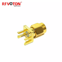Conector de soldadura de montaje en borde macho SMA de polaridad inversa para PCB de 1,2mm