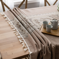 Nappe de style campagne en coton lin tapis de drapeau de table rectangulaire nappe écologique pour salle à manger hôtel vente en gros