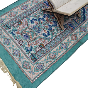 Alfombra de peregrinación de pelo corto de 70x110cm, marca YASEEN, diseño floral de chenilla, fácil de transportar. - Product Image 1