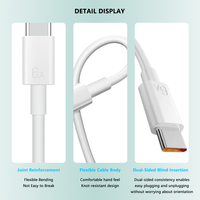 Cable de Carga Rápida USB A a Tipo C de 1M en Oferta, 6A PD 66W, Blanco, Cobre Puro de Alta Calidad