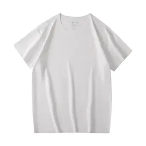 T-shirt corta personalizzata di alta qualità con girocollo in cotone e poliestere, t-shirt da uomo super pesante