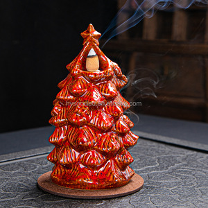 Bruciatore di Incenso a Riflusso Natalizio, Ornamenti per Albero di Natale in Ceramica, Bruciatore di Incenso Zen in Argilla Viola, Diffusore di Aromi - Product Image 4