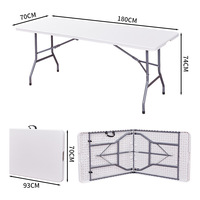 Table pliante portable blanche rectangulaire en plastique, table et chaises pliantes pour banquet, restauration, dîner, camping