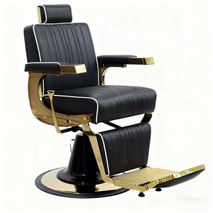 Fauteuil de Barbier Moderne en Similicuir Noir avec Repose-Pieds Réglable, Pompe Hydraulique et Base Ronde – Mobilier de Salon - Product Image 1