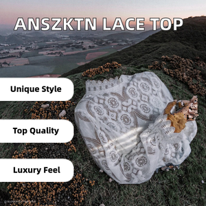 Blusa de Chifón Informal para Mujer, Otoño, Holgada, Lisa, Sexy, Transparente, Cuello en V, Manga Larga, con Patrón de Encaje Tejido Simple, Marca ANSZKTN - Product Image 3