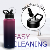 Bouteille d'eau en acier inoxydable isolée sous vide, sans BPA, pour le sport et la gymnastique