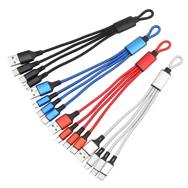 Factory Wholesale Cheap Multi-Port USB Cable 8 Pin Micro USB Type C Cable Keychain Cable Custom logo for Promotion