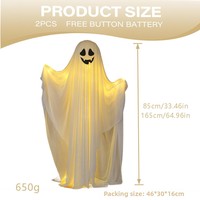 Glowing Cloth Ghost Standing Decoration Halloween Porch Outdoor Use Courtyard Lighting Setup Props