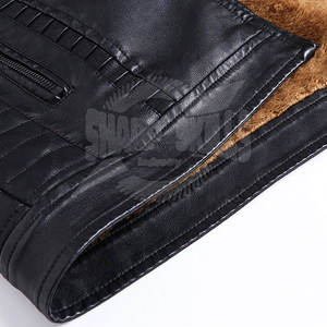 Veste en cuir pour hommes, couleur unie, design personnalisé, à col montant style High Street - Product Image 2