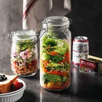 Bocal en verre à couvercle à clipser, bocal alimentaire de cuisine, bocal en verre hermétique vide, bocaux Mason carrés en verre 200ml 500ml 750ml 1500ml