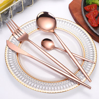 Ensemble de couverts en acier inoxydable, or, noir, arc-en-ciel, cuillère, fourchette, couteau, vaisselle pour restaurant, hôtel, dîner