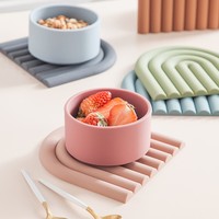 Sous-verres et dessous de plat en silicone personnalisés arc-en-ciel, résistants à la chaleur, écologiques, pour cuisine et maison