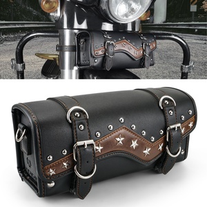 Sac de <span class=keywords><strong>guidon</strong></span> de moto NiceCNC <span class=keywords><strong>Vintage</strong></span> Punk en cuir PU, style classique en cuir de vache, rivets, style rock, pour Harley Tenere 700 - Product Image 1