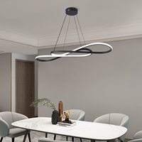 Lustre moderne en fer à LED dimmable, hauteur réglable, forme allongée, taille moyenne pour salon