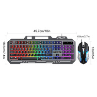 Ensemble clavier et souris filaire USB 104 touches en métal, LED, étanche, design ergonomique pour professionnels, bureaux et gamers