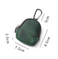 Pochette Mini Organisateur de Clés en Cuir PU avec Mousqueton, Étui Vintage à Fermeture Éclair pour Écouteurs, Petite Bourse à Monnaie pour Clés, Écouteurs et Pièces de Monnaie