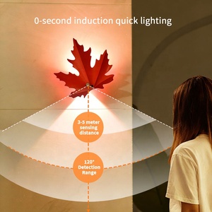 Maple Leaf Motion Sensor LED Night <b>Light</b> Rechargeable Magnetic RGB Wall Lamp <b>Decor</b> <b>Light</b> for Bedroom Corridor Stair Home <b>Decor</b> - Product Image 3