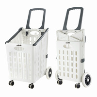Caddie de courses pour épicerie, capacité extra-large 50-70L, caddie de courses 360° °   Chariot utilitaire à roulettes pivotantes, chariot à bagages