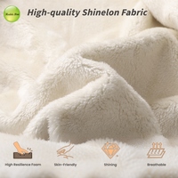Lit minimaliste rembourré en tissu bouclé avec étagère latérale en tissu chenille pour chambre/appartement/villa