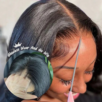 Perruques en cheveux humains sans colle, prêtes à porter, pré-coupées, en dentelle brute, cheveux cambodgiens, perruques en dentelle sans colle pour femmes, perruque frontale en dentelle 13x6