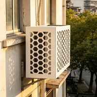 Cache-unité extérieure de climatiseur en aluminium perforé, résistant aux moisissures et aux bactéries, pour une installation propre de l'unité extérieure de piscine