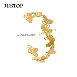 Brazaletes OEM/OEM personalizados, impermeables, de acero inoxidable, chapados en oro, joyería de moda, hipoalergénicos, suministros de brazaletes indios al por mayor. - Product Image 3