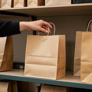 Sacs cadeaux en papier kraft brun KM avec poignée pour mariage, Noël, anniversaire, faveurs de fête, épicerie, artisanat, vente au détail, shopping, cadeaux - Product Image 2