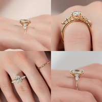 Bague de fiançailles et de mariage en or massif 10K 14K 18K avec diamant de laboratoire ovale 3 carats, poire et pierres latérales rondes, certifiée IGI CVD/HPHT
