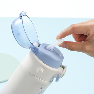 PINKAH - Botella de Agua con Pajita para Niños, Diseño de Animales, 600 ml, Antiderrames, Doble Pared, Acero Inoxidable, Libre de BPA, para la Escuela - Product Image 4
