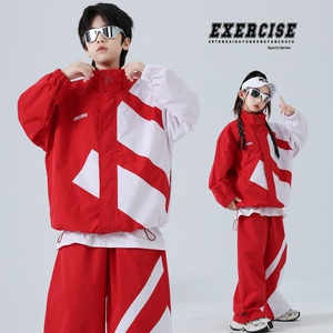 Uniformes para Actuaciones en la Ceremonia <span class=keywords><strong>de</strong></span> Apertura <span class=keywords><strong>de</strong></span> Eventos Deportivos, Ropa Moderna para <span class=keywords><strong>Baile</strong></span> Callejero <span class=keywords><strong>Infantil</strong></span>, Estilo Hip-Hop y Jazz Rojo - Product Image 2